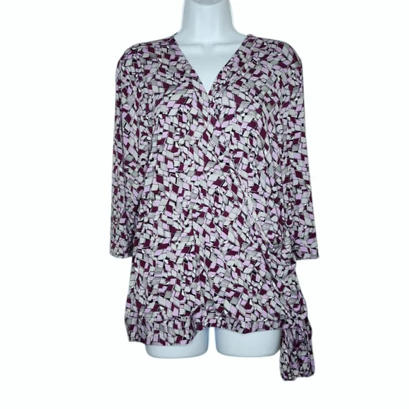 Women's Lane Bryant Blouse, Size 18/20, Purple Geometric Pattern - Picture 1 of 2